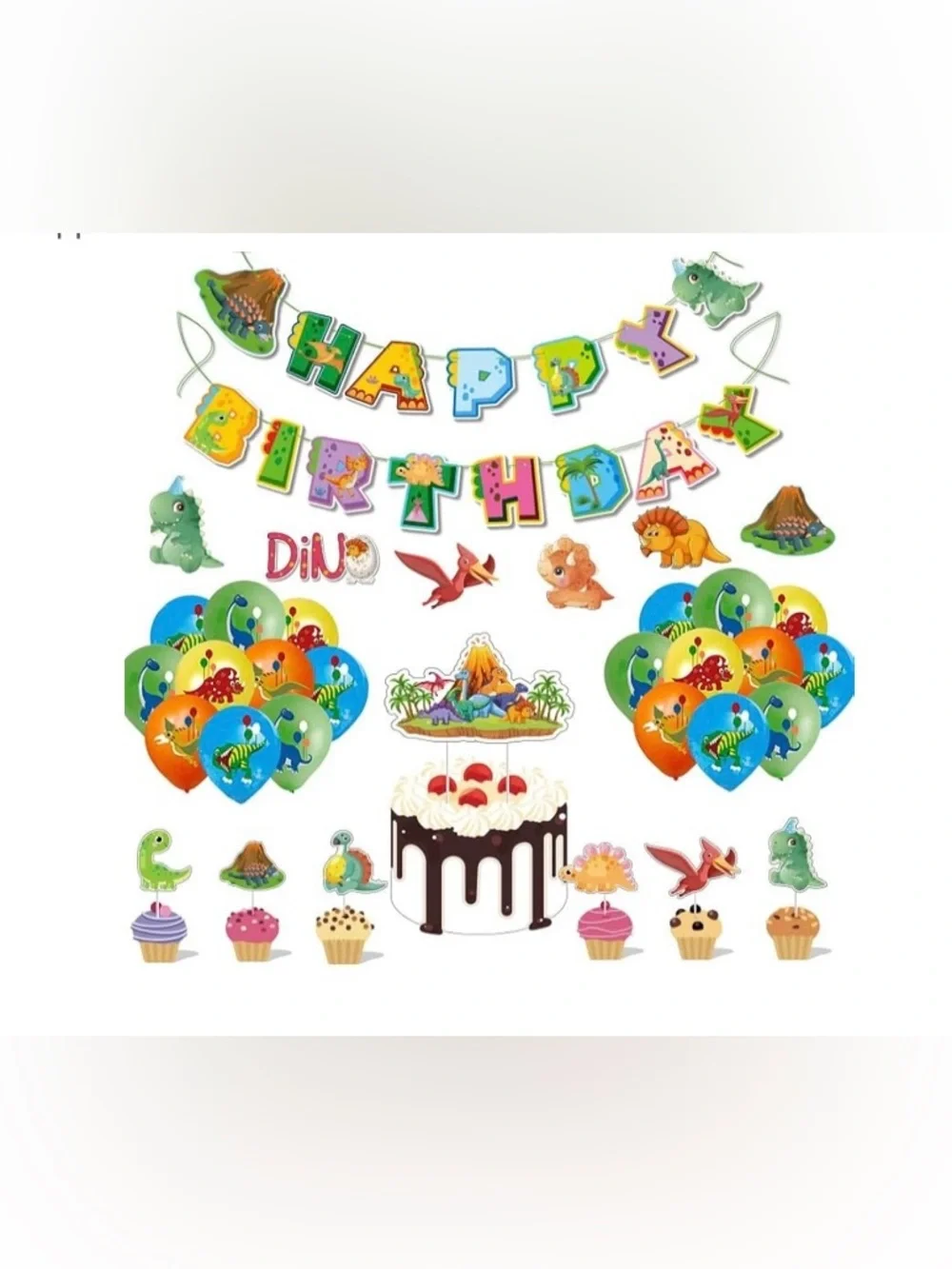 Dinosaur Cupcake Toppers - Colorful Dino Party Picks